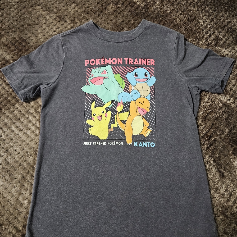 Pokemon Kids Gray T-Shirt with Pikachu, Bulbasaur, Charmander & Squirtle